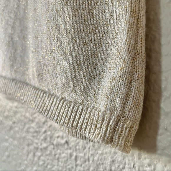 Draper’s & Damon’s Petite Metallic Sweater Top Women’s  L Beige Shimmer Classy - Picture 10 of 13
